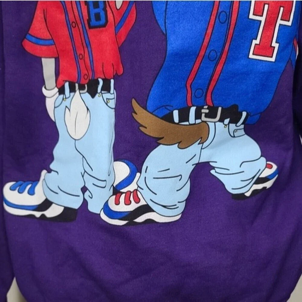 Looney Tunes Bugs Bunny Tasmanian Devil Baseball Purple Crewneck Vintage Sweater - Picture 7 of 8